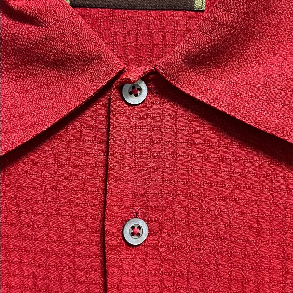 Johnston & Murphy 100% Silk Red Casual Button Down Shirt - Picture 7 of 8